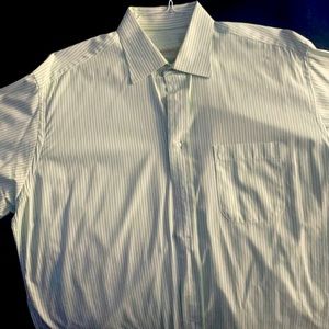 Burberry shirt light green and white striped size 16 1/2 L made in USA